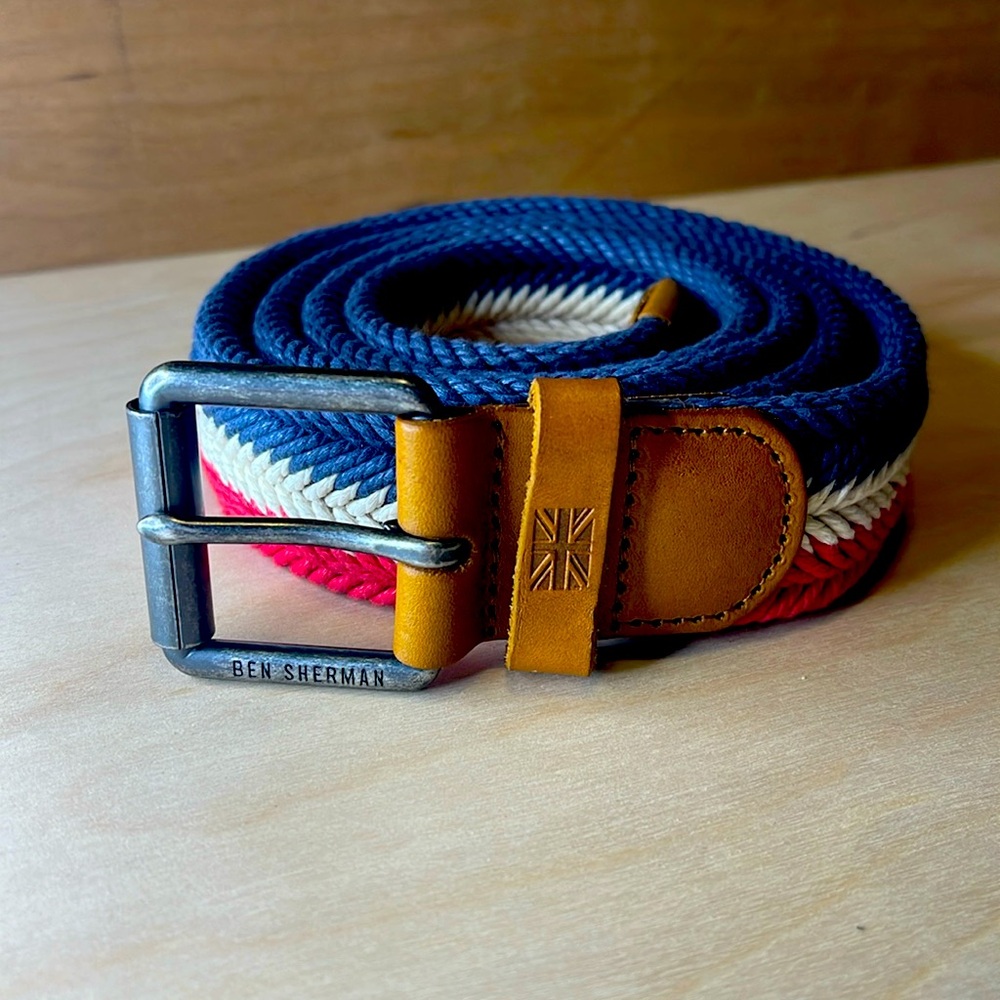 Ben Sherman Braided Belt - Union Jack logo - Long